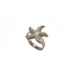 Sterling silver 925 Women's Marcasite stone star fish ring size 18